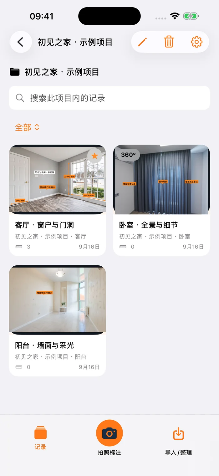 真实 App 项目整理界面